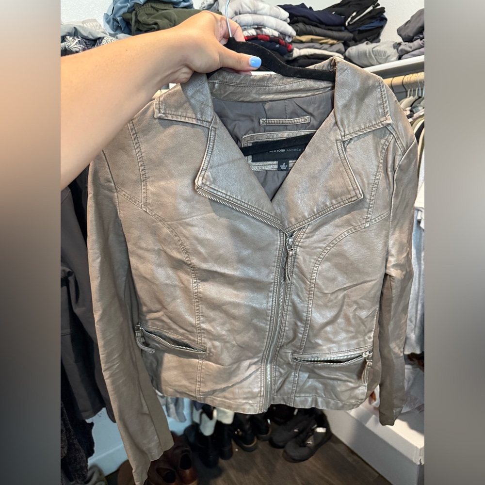 Stylish Gray Leather Jacket